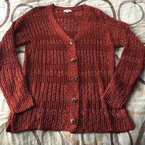 Mudd Rust Crochet Knit Cardigan Size L